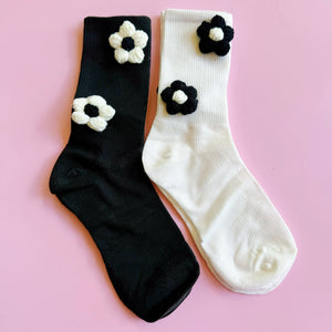 Puffy Daisy Embellished Socks - The Collective Park City
