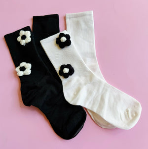 Puffy Daisy Embellished Socks - The Collective Park City