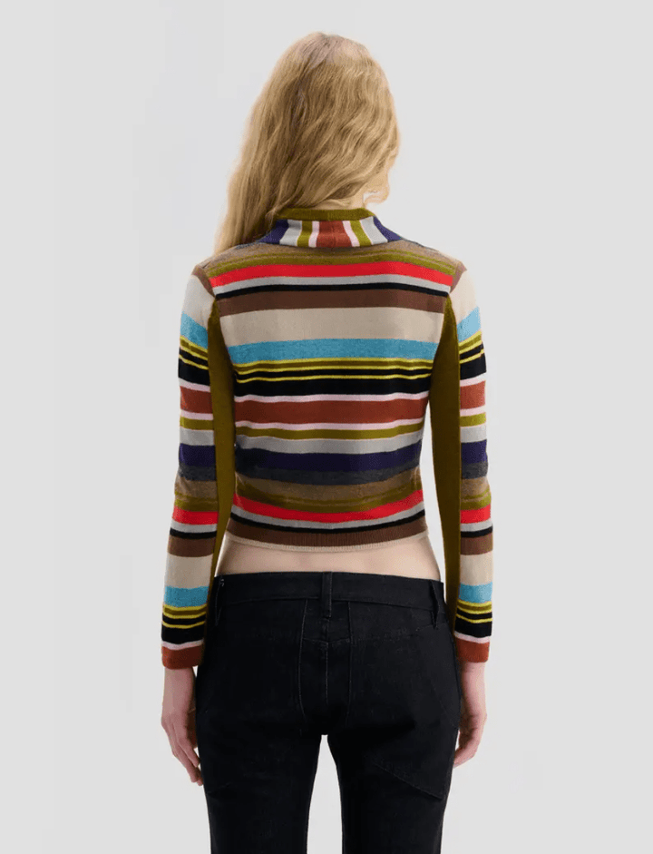 Racer Striped Cropped Cardigan - The Collective Park City