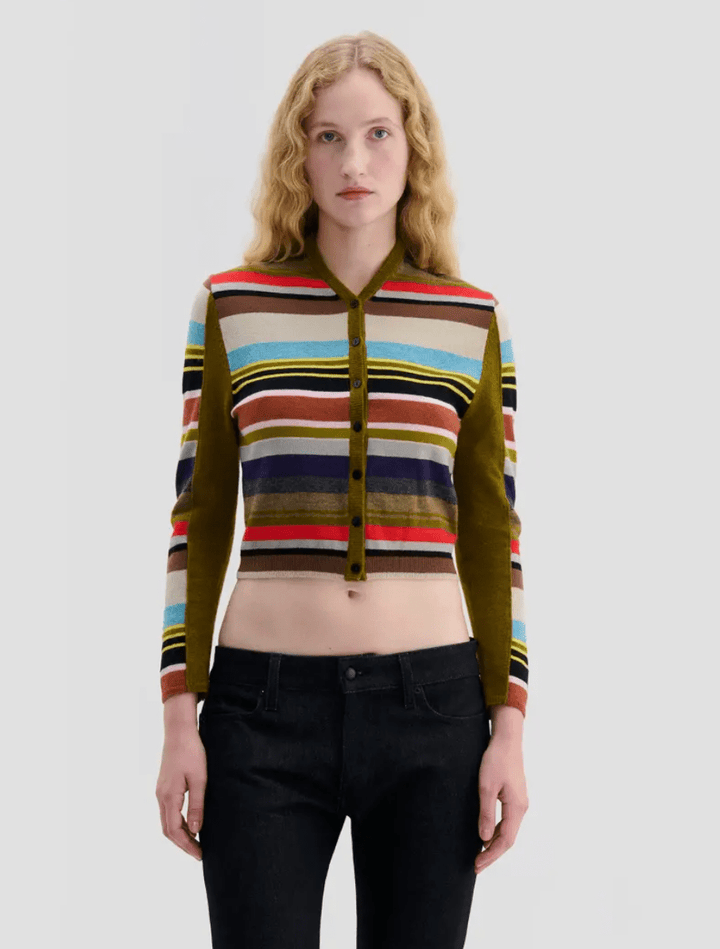 Racer Striped Cropped Cardigan - The Collective Park City