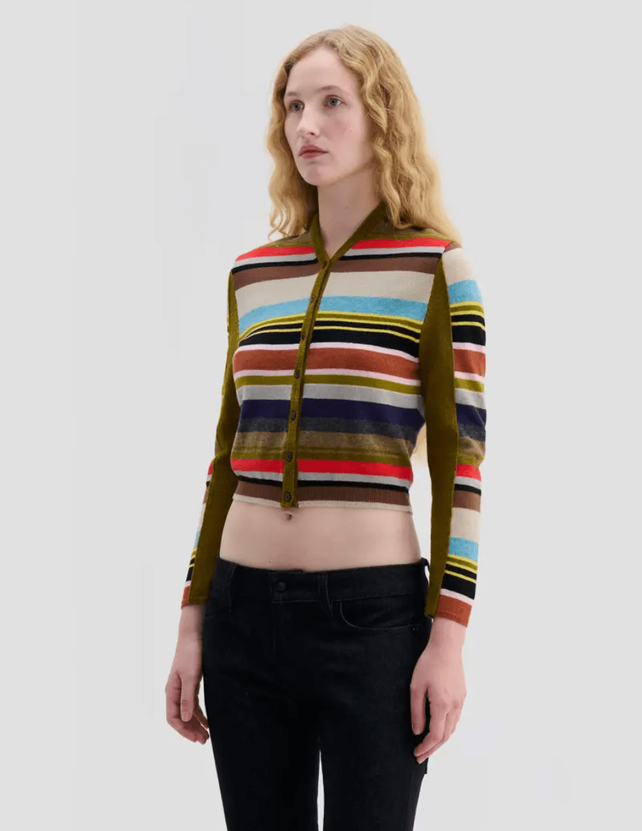 Racer Striped Cropped Cardigan - The Collective Park City