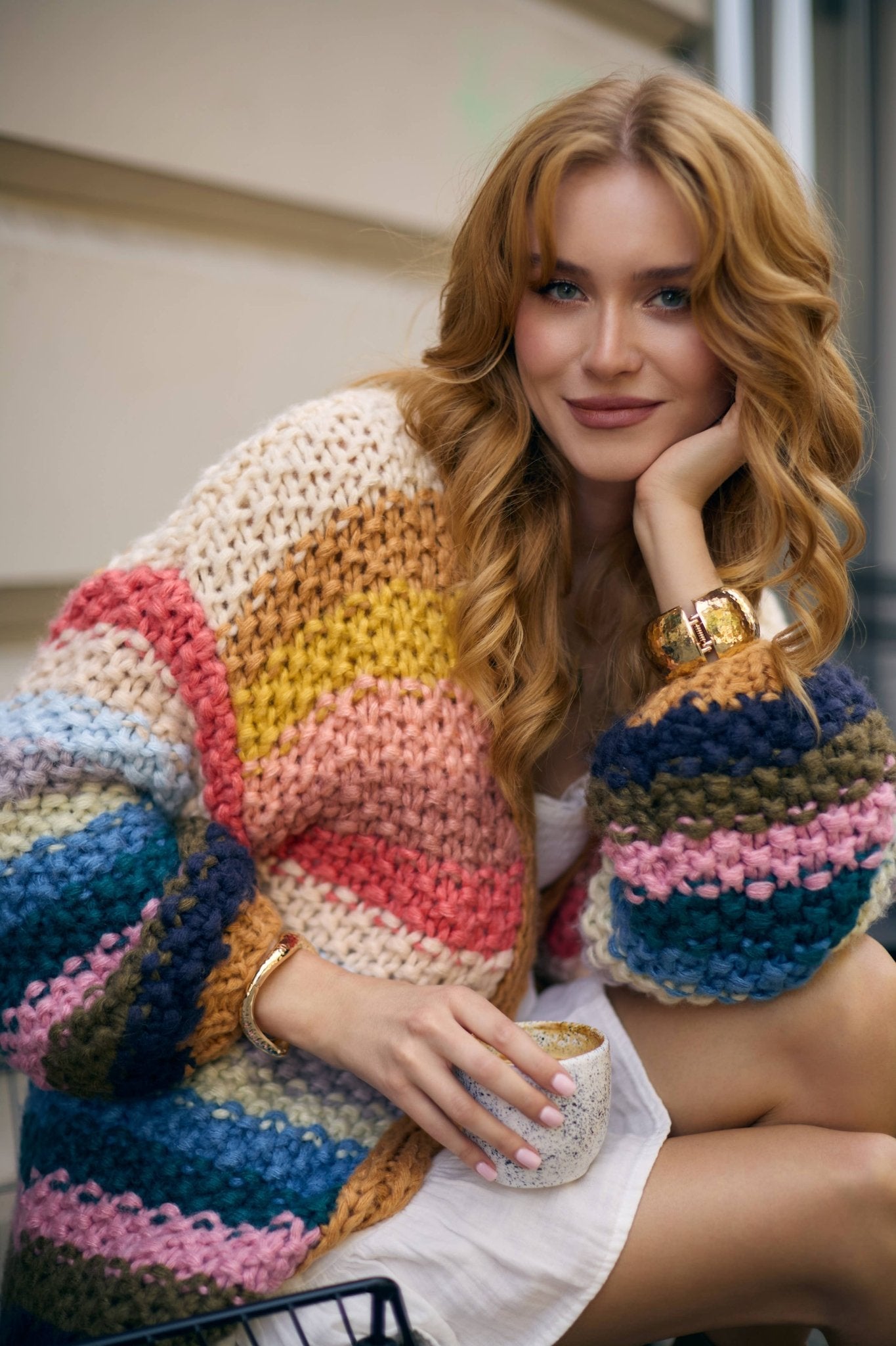 Rainbow Hand Knitted Cardigan - The Collective Park City