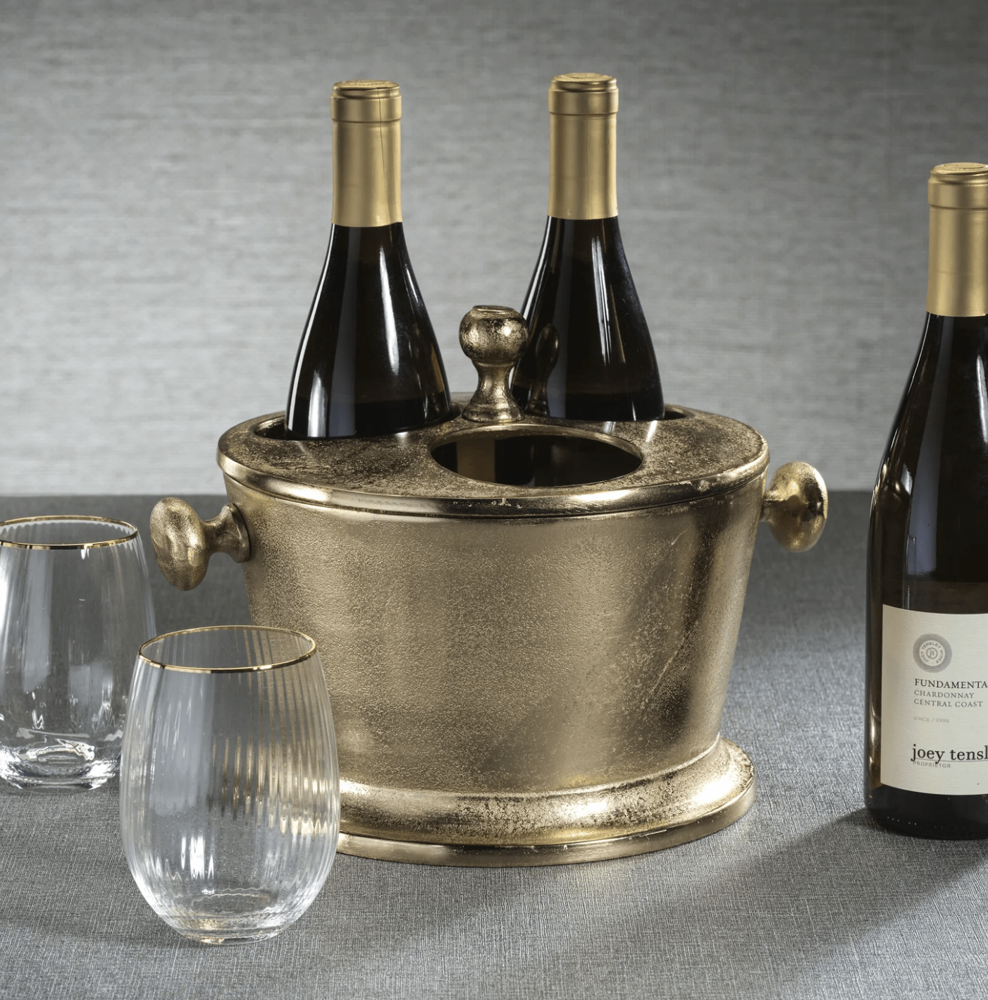 Raw Aluminum 3 Bottle Wine Holder - The Collective Park City