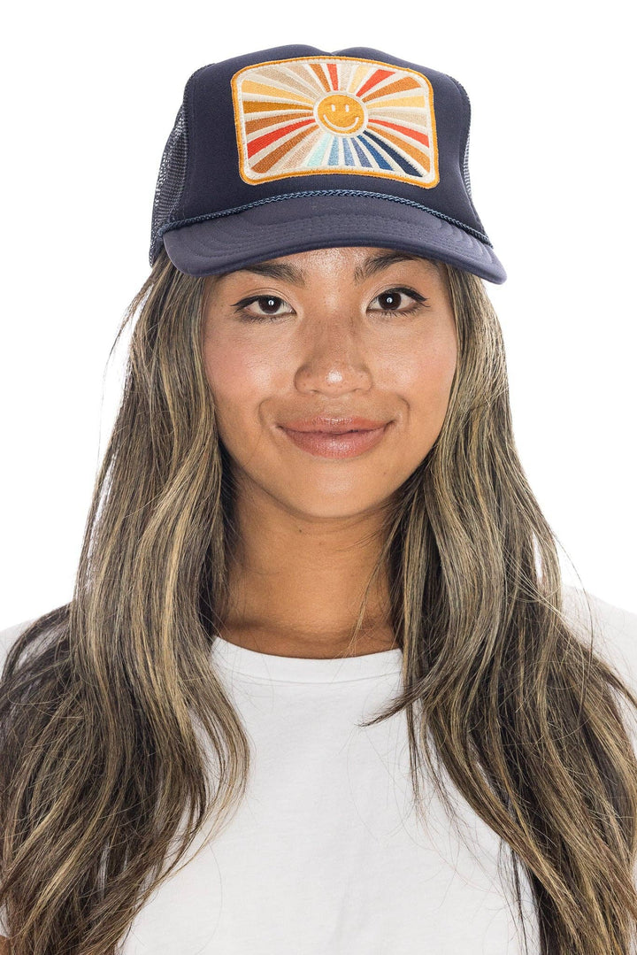 Rays Of Happy Trucker Hat Navy - The Collective Park City
