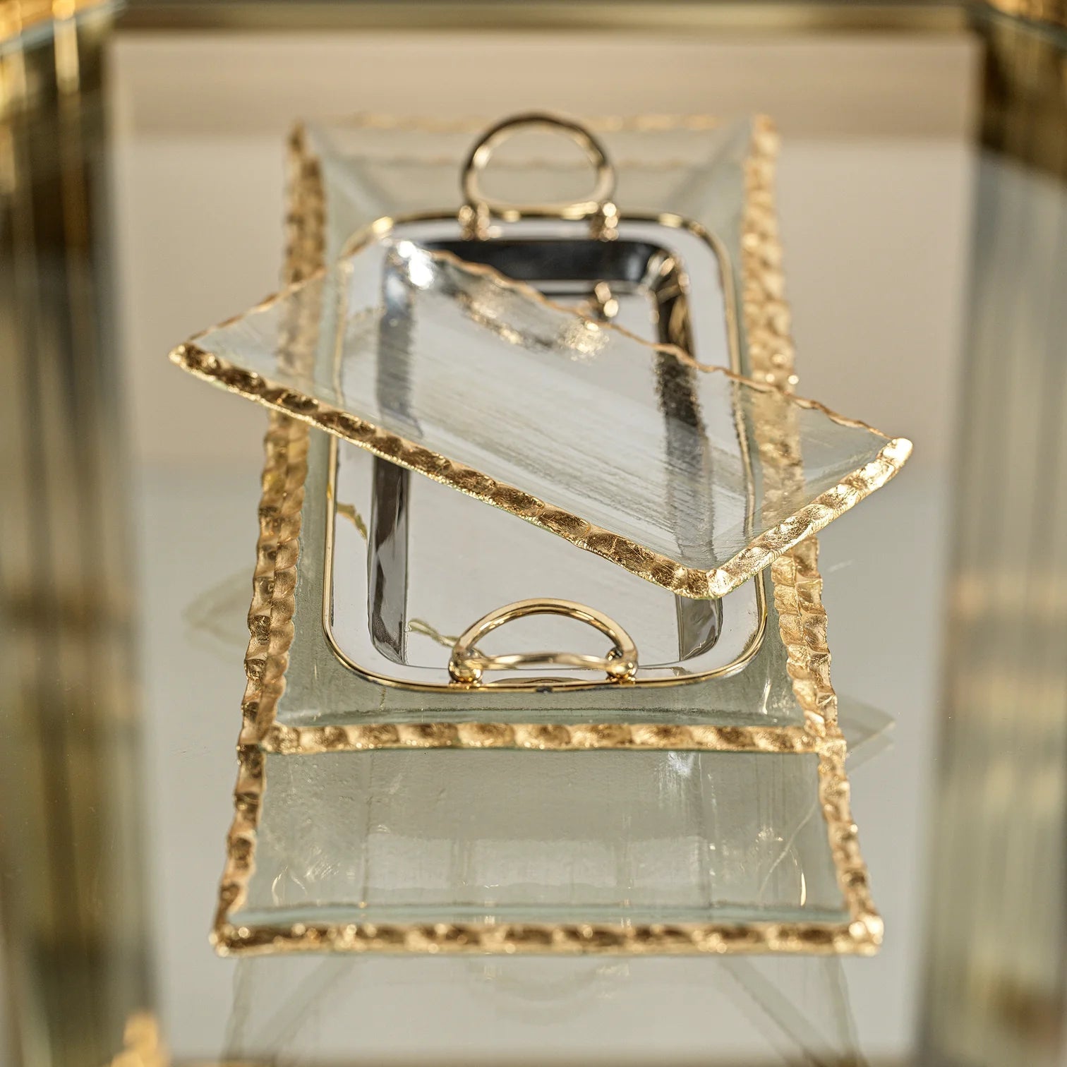 Rectangle Tray with Gold Rim - 19.75" - The Collective Park City