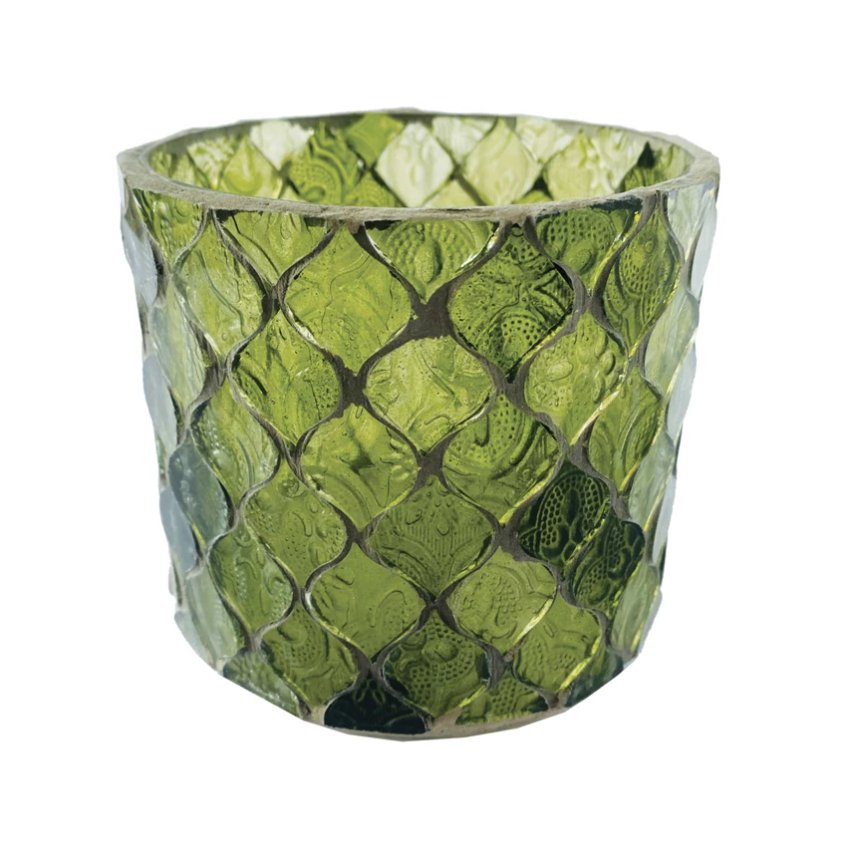 Recycled Glass Mosaic Tealight/Votive Holder - Green - The Collective Park City