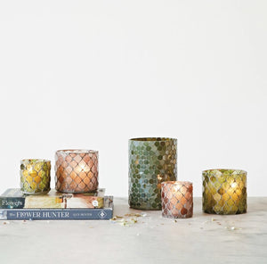 Recycled Glass Mosaic Tealight/Votive Holder - Green - The Collective Park City