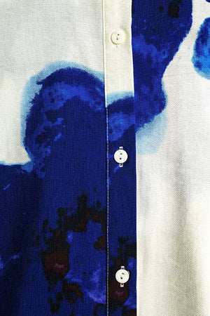 Relaxed Blue Flower Button Down Top - The Collective Park City