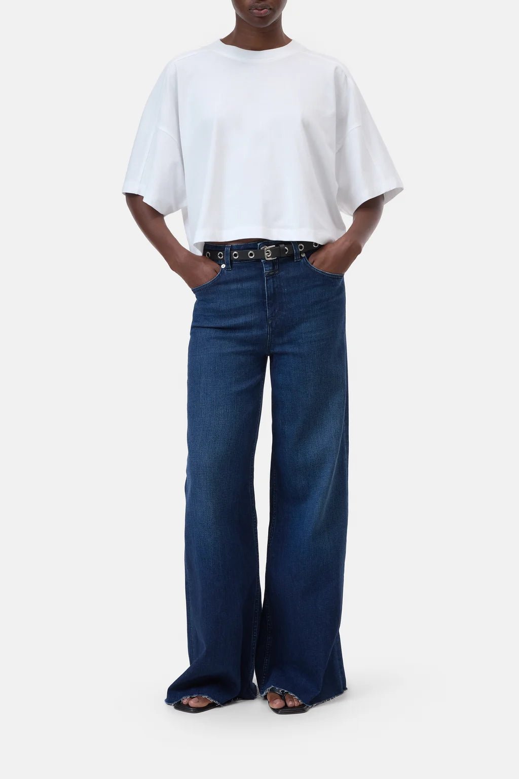 Relaxed Fit Cropped Tee - White - The Collective Park City