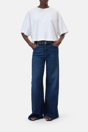 Relaxed Fit Cropped Tee - White - The Collective Park City