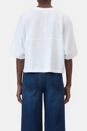 Relaxed Fit Cropped Tee - White - The Collective Park City