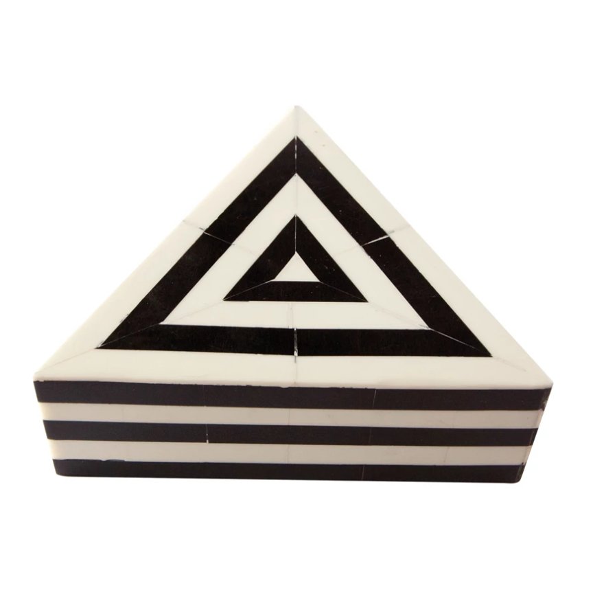 Resin Triangular Striped Box, B/W - The Collective Park City