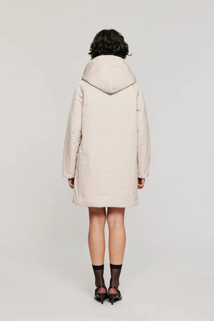 Reversible Mid - Length Jacket with Hood - Cream/Blue - The Collective Park City