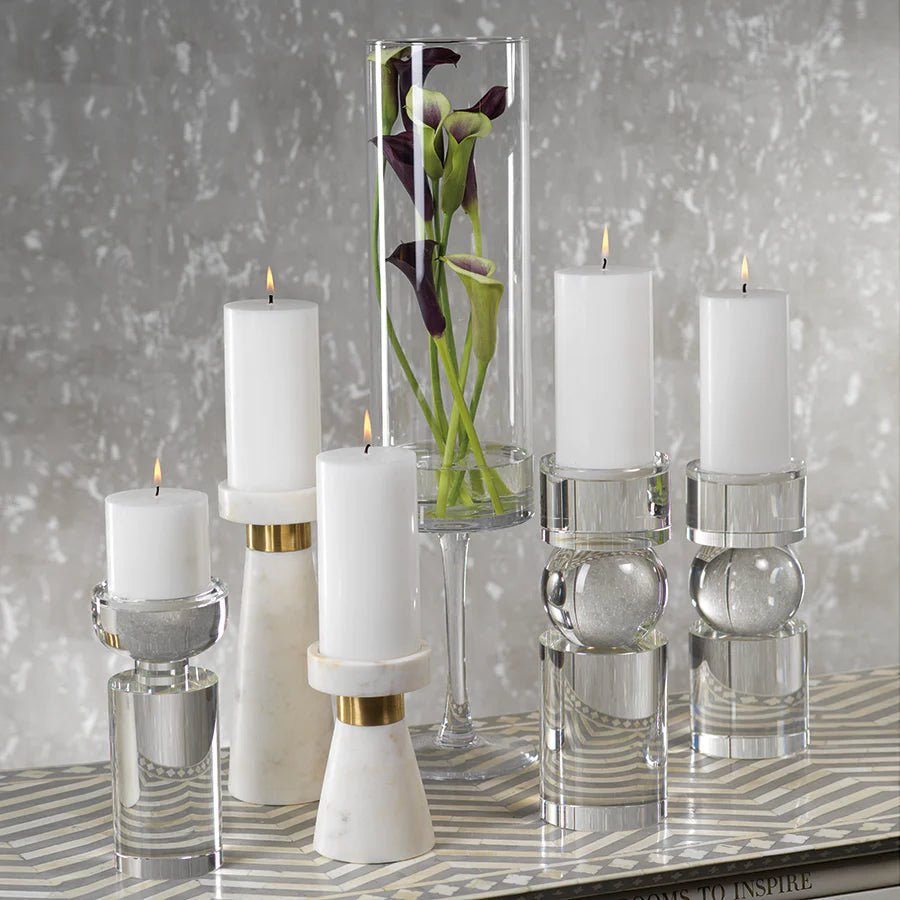 Rialto Clear Crystal Pillar Holder - The Collective Park City