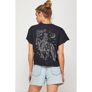 'RIDE OR DIE' Vintage Graphic Tee - Cropped - The Collective Park City