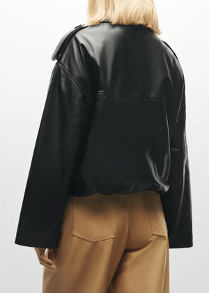 Rima Cropped Leather Trench - The Collective Park City