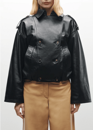 Rima Cropped Leather Trench - The Collective Park City