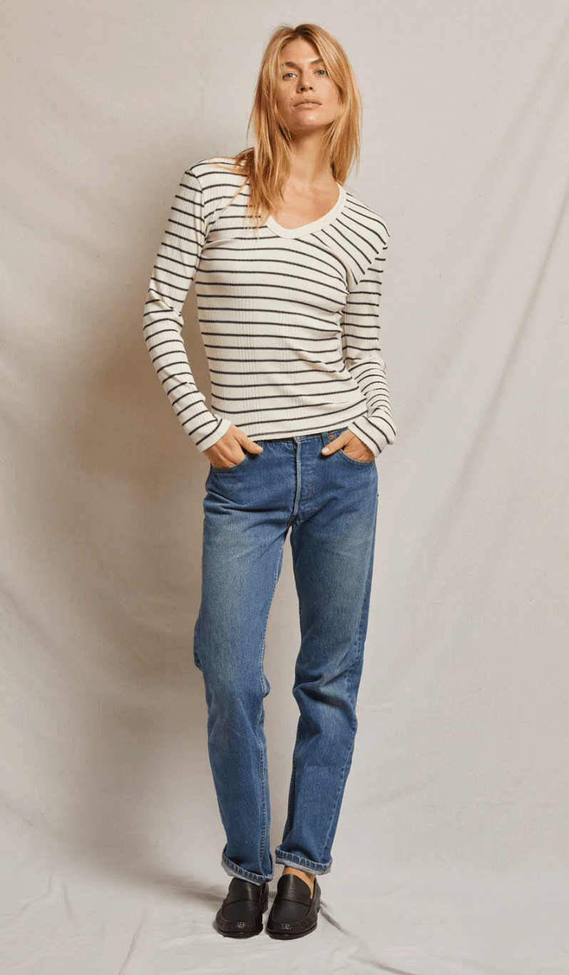 Robyn Rib Luxe L/S Striped Top - The Collective Park City