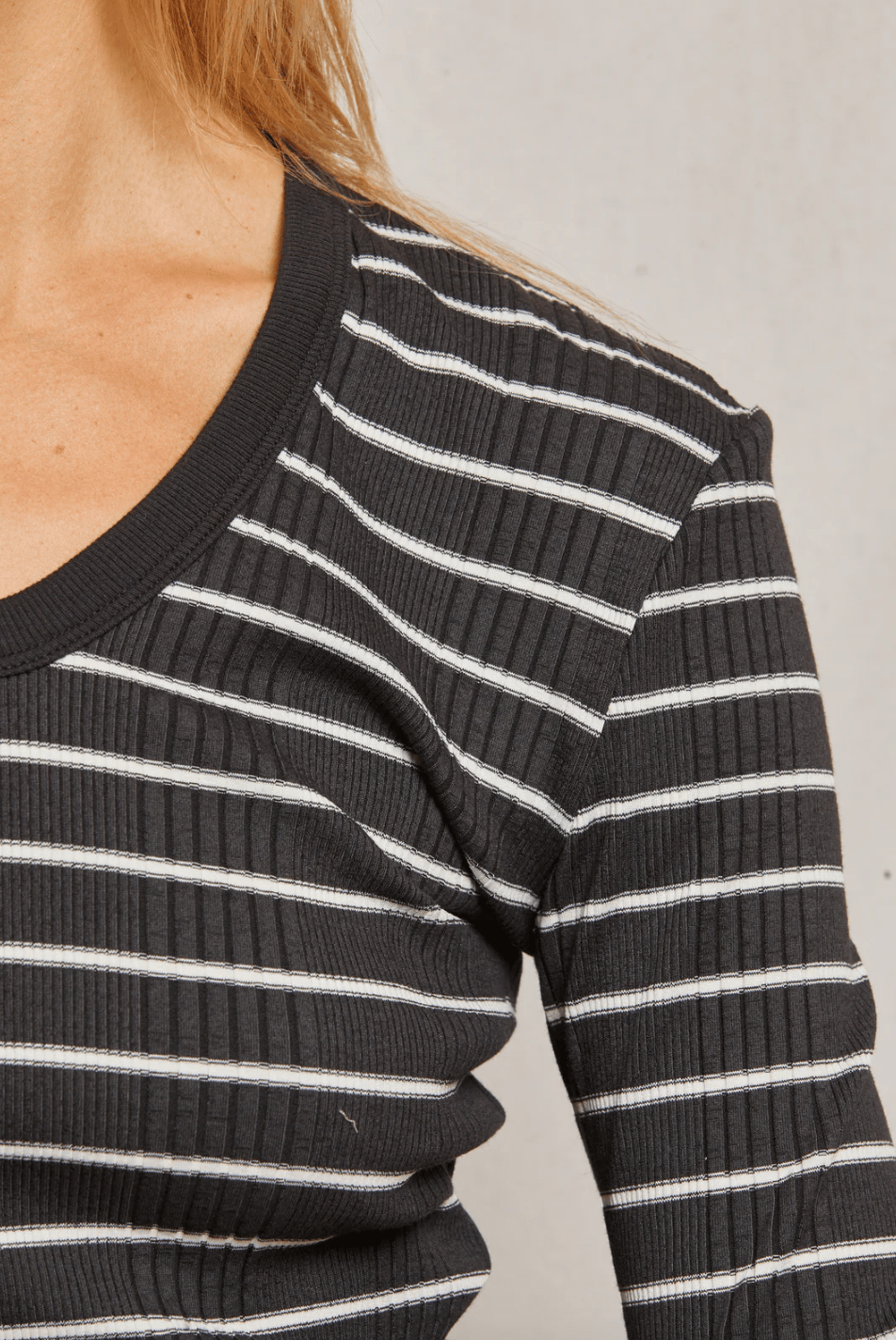 Robyn Rib Luxe L/S Striped Top - The Collective Park City