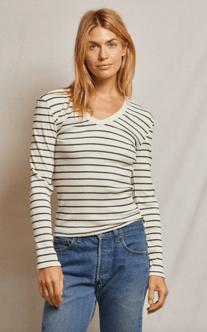 Robyn Rib Luxe L/S Striped Top - The Collective Park City