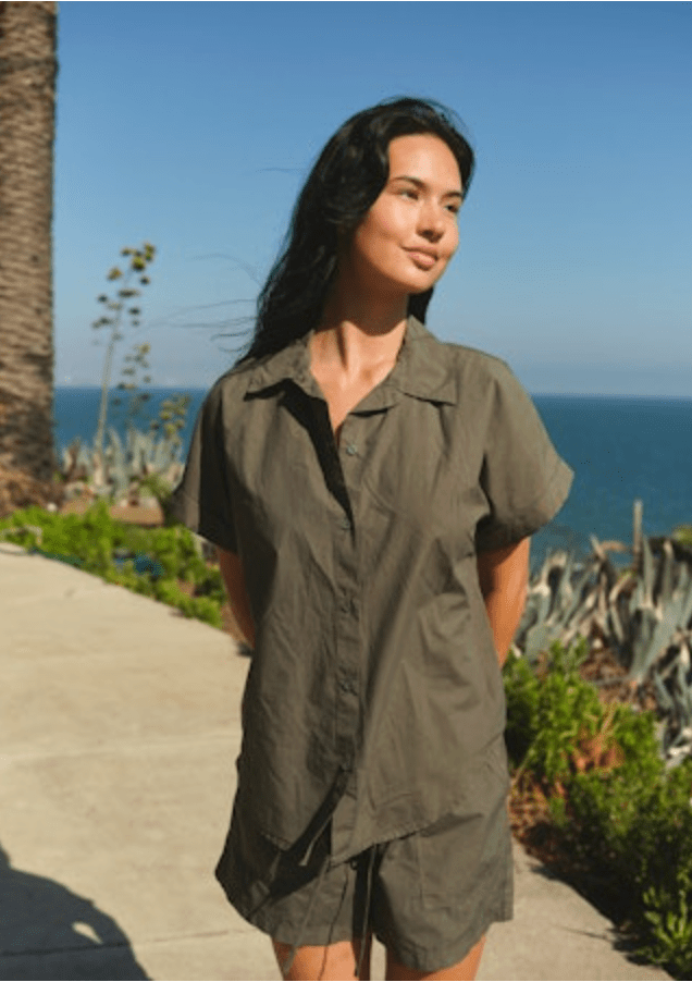 Rolled Sleeve Button Down - Fern - The Collective Park City