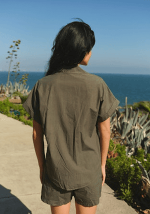 Rolled Sleeve Button Down - Fern - The Collective Park City