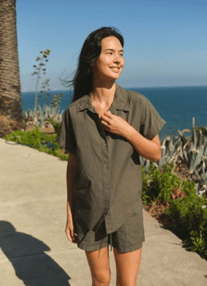 Rolled Sleeve Button Down - Fern - The Collective Park City