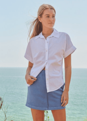 Rolled Sleeve Button Down - Optic White - The Collective Park City