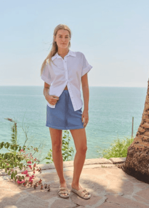 Rolled Sleeve Button Down - Optic White - The Collective Park City
