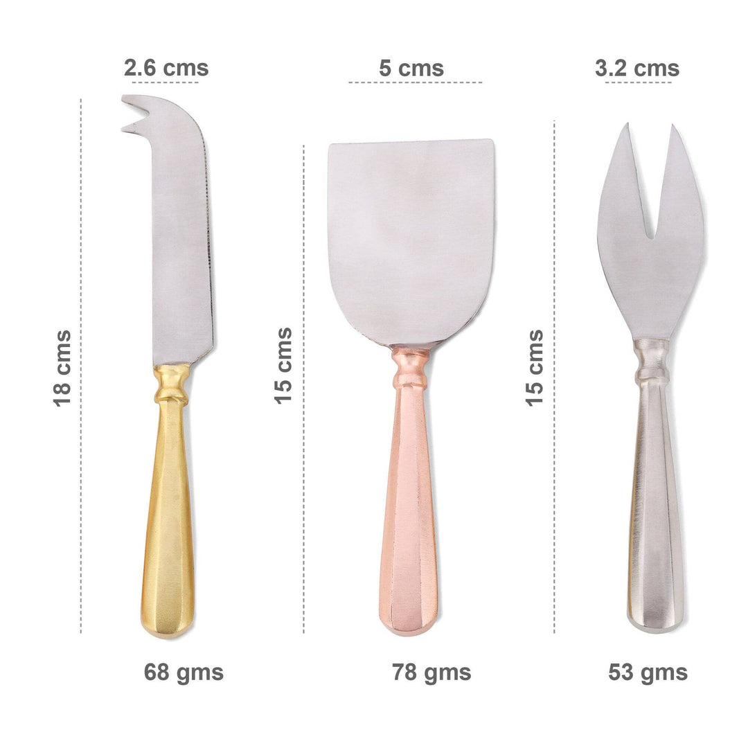 Rose Gold, Silver and Gold Cheese Knife Set - The Collective Park City