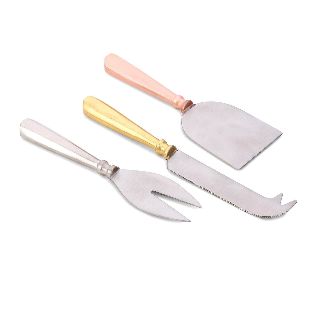 Rose Gold, Silver and Gold Cheese Knife Set - The Collective Park City