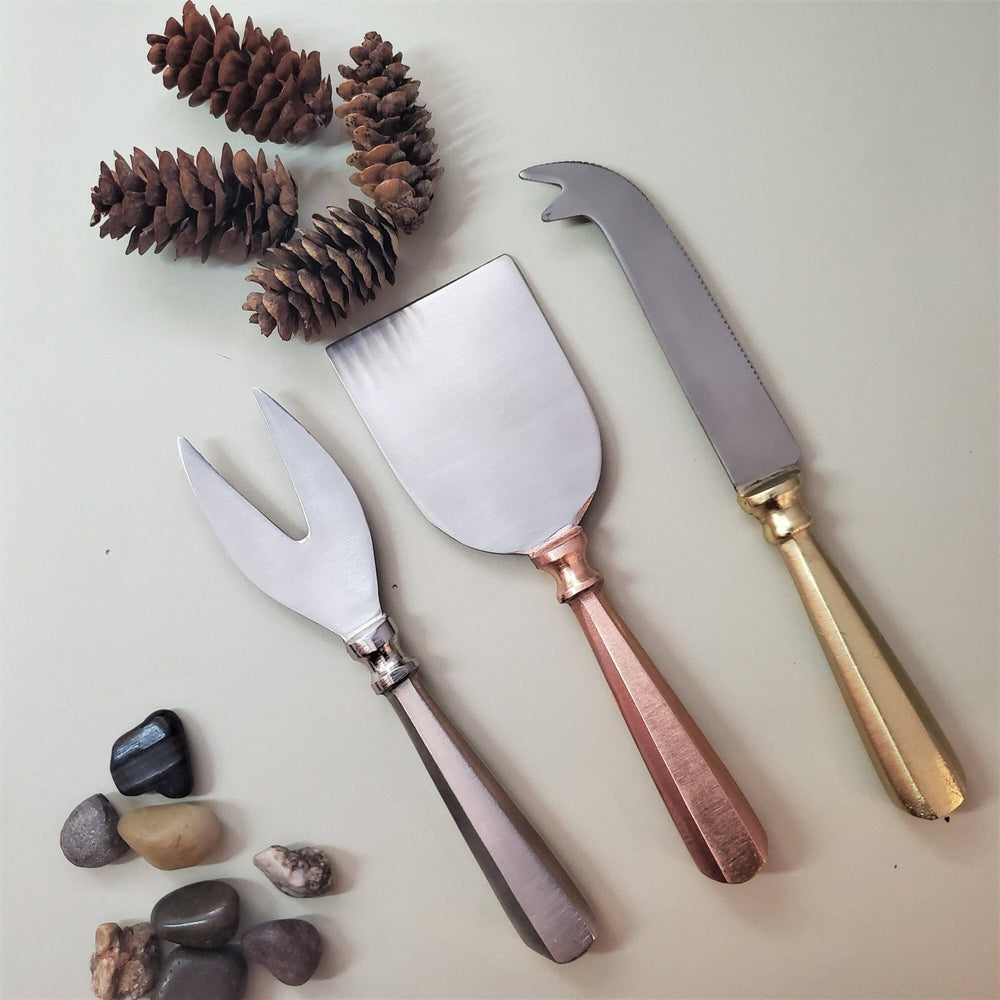 Rose Gold, Silver and Gold Cheese Knife Set - The Collective Park City