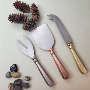Rose Gold, Silver and Gold Cheese Knife Set - The Collective Park City