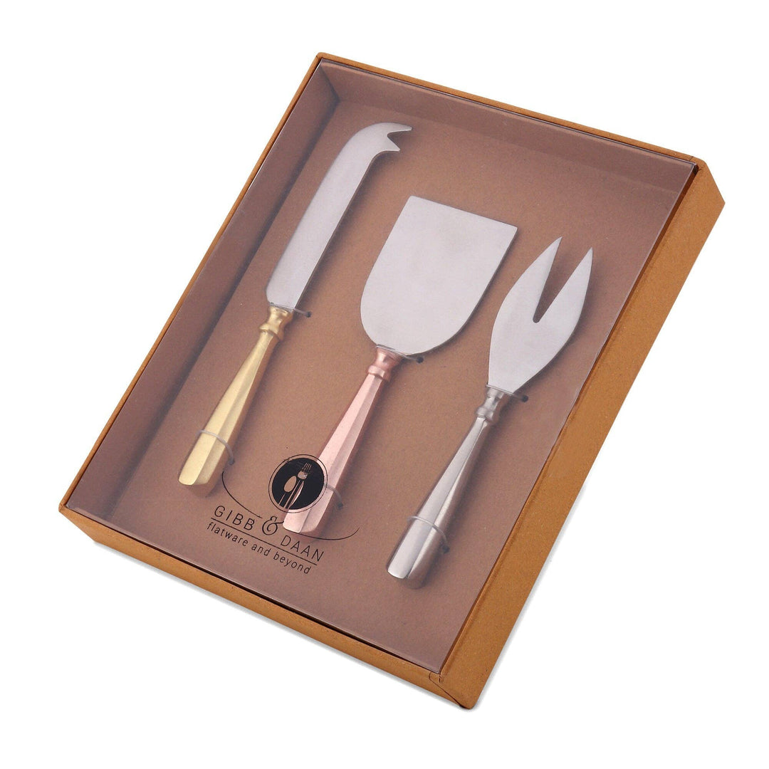 Rose Gold, Silver and Gold Cheese Knife Set - The Collective Park City