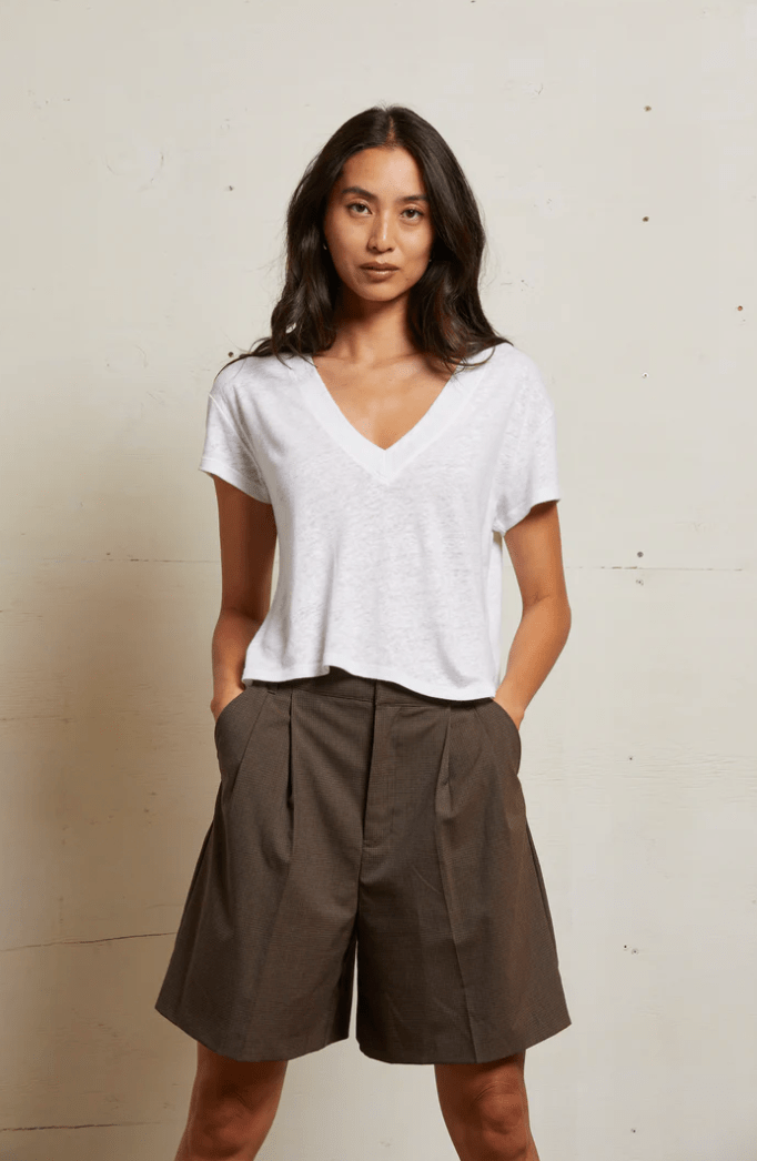 Rosie Linen Jersey V - Neck Tee - The Collective Park City