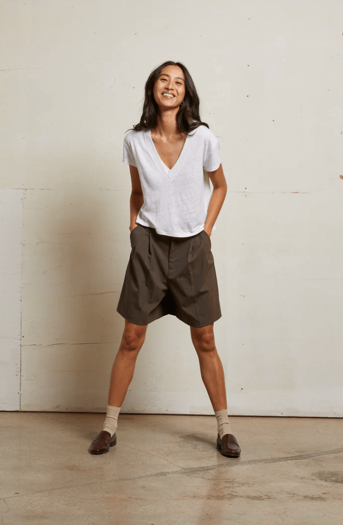 Rosie Linen Jersey V - Neck Tee - The Collective Park City