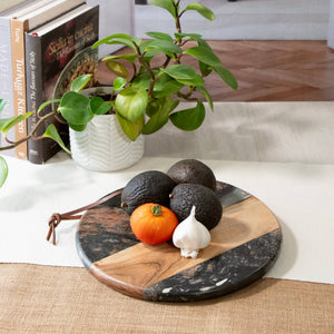 Round Marble & Acacia Wood Charcuterie Board - The Collective Park City