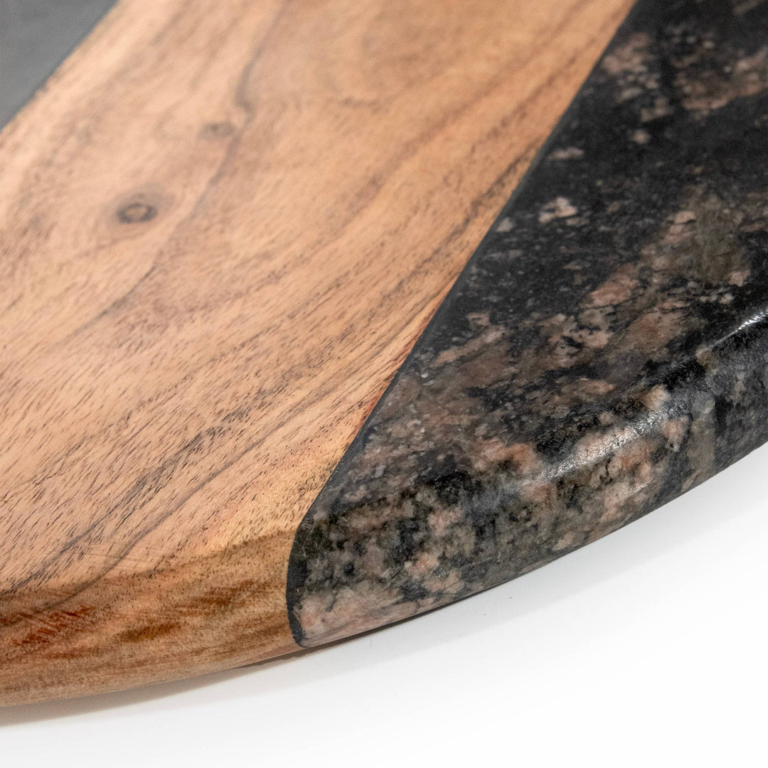 Round Marble &amp; Acacia Wood Charcuterie Board - The Collective Park City