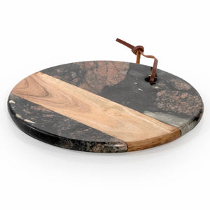 Round Marble & Acacia Wood Charcuterie Board - The Collective Park City