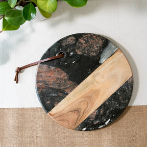 Round Marble & Acacia Wood Charcuterie Board - The Collective Park City