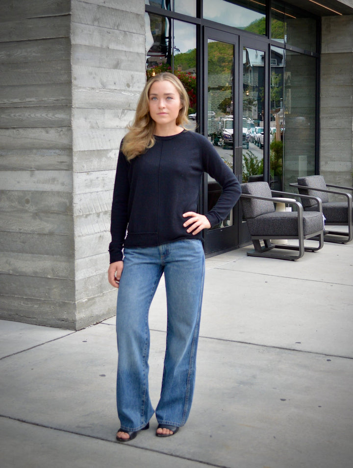 Round - Neck Pullover Sweater - The Collective Park City