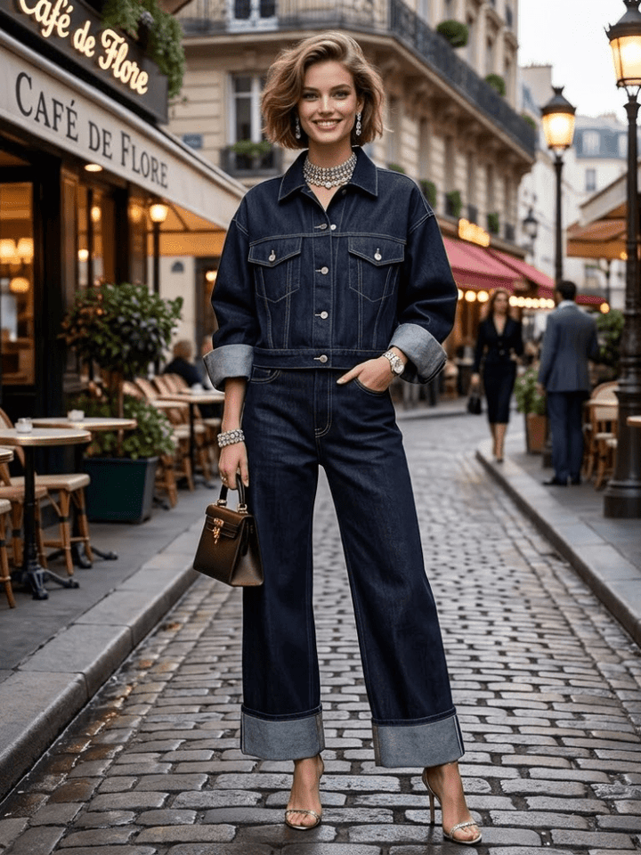 RUE Dark Denim Oversized Crop Jacket - The Collective Park City