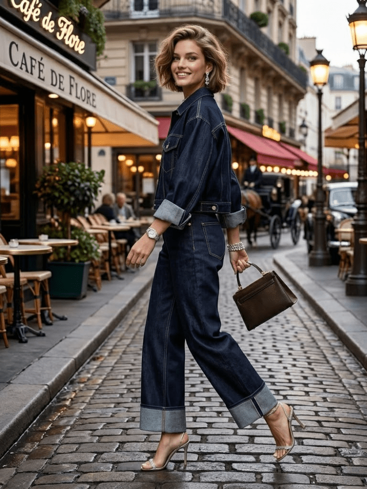 RUE Dark Denim Oversized Crop Jacket - The Collective Park City
