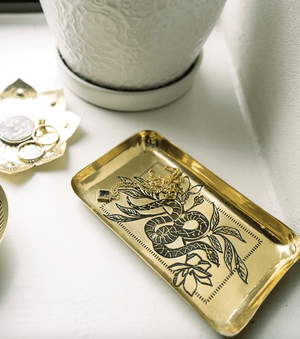 Saanp Etched Brass Catchall Tray - The Collective Park City