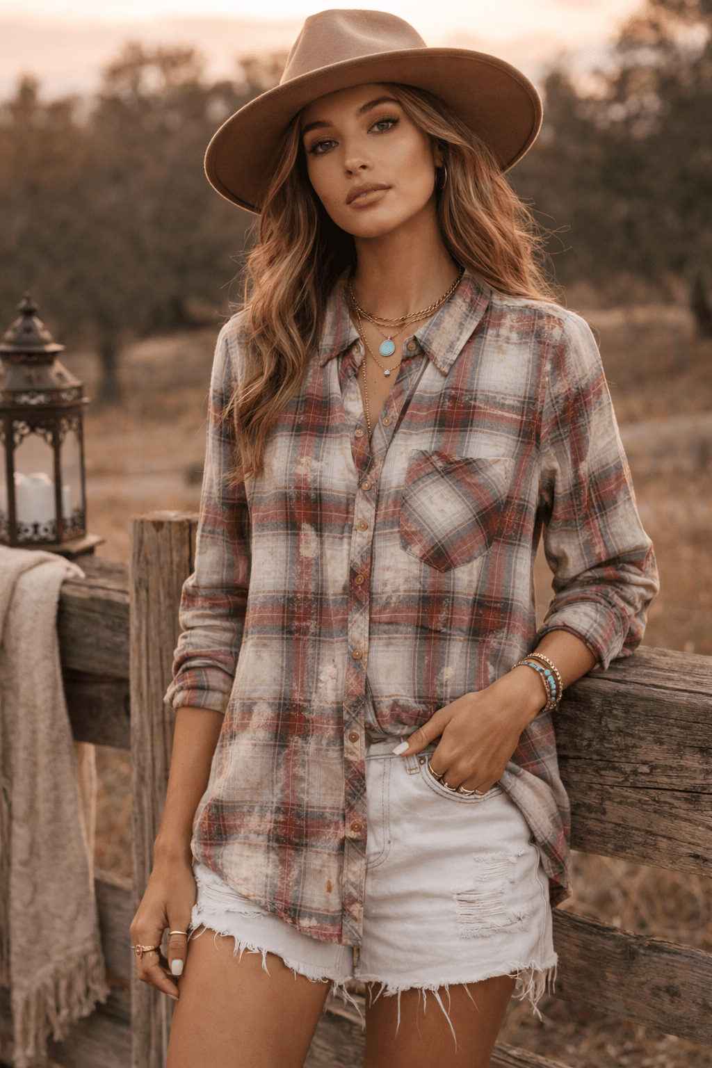 Sandstone Plaid Button Down Vintage Shirt - The Collective Park City