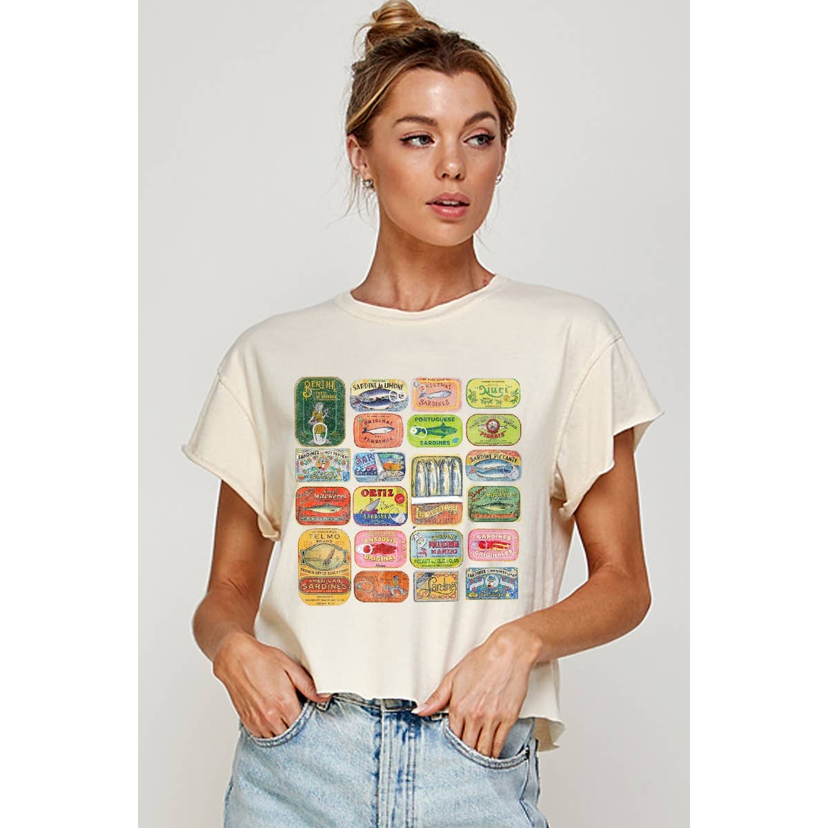 Sardines Graphic Crop Top Tee - The Collective Park City