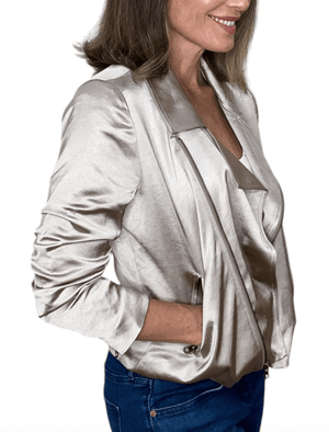 Satin Moto Zip Half Sleeve Jacket - The Collective Park City