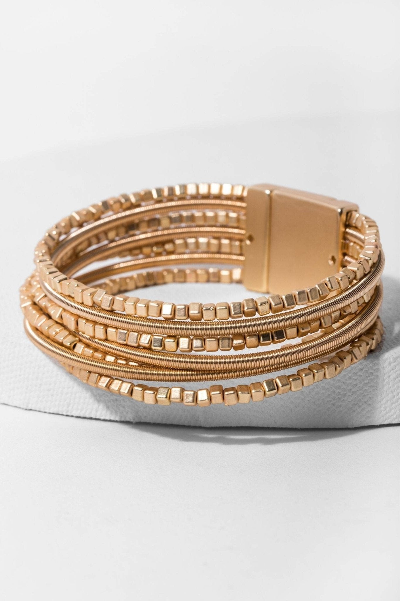 Scarlett Metallic Beaded Bracelet: Gold - The Collective Park City