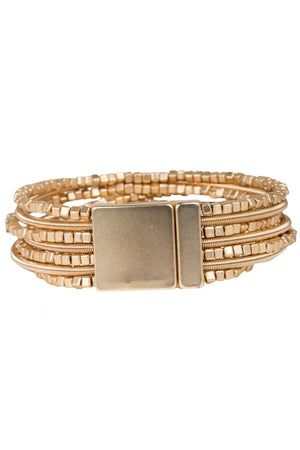 Scarlett Metallic Beaded Bracelet: Gold - The Collective Park City