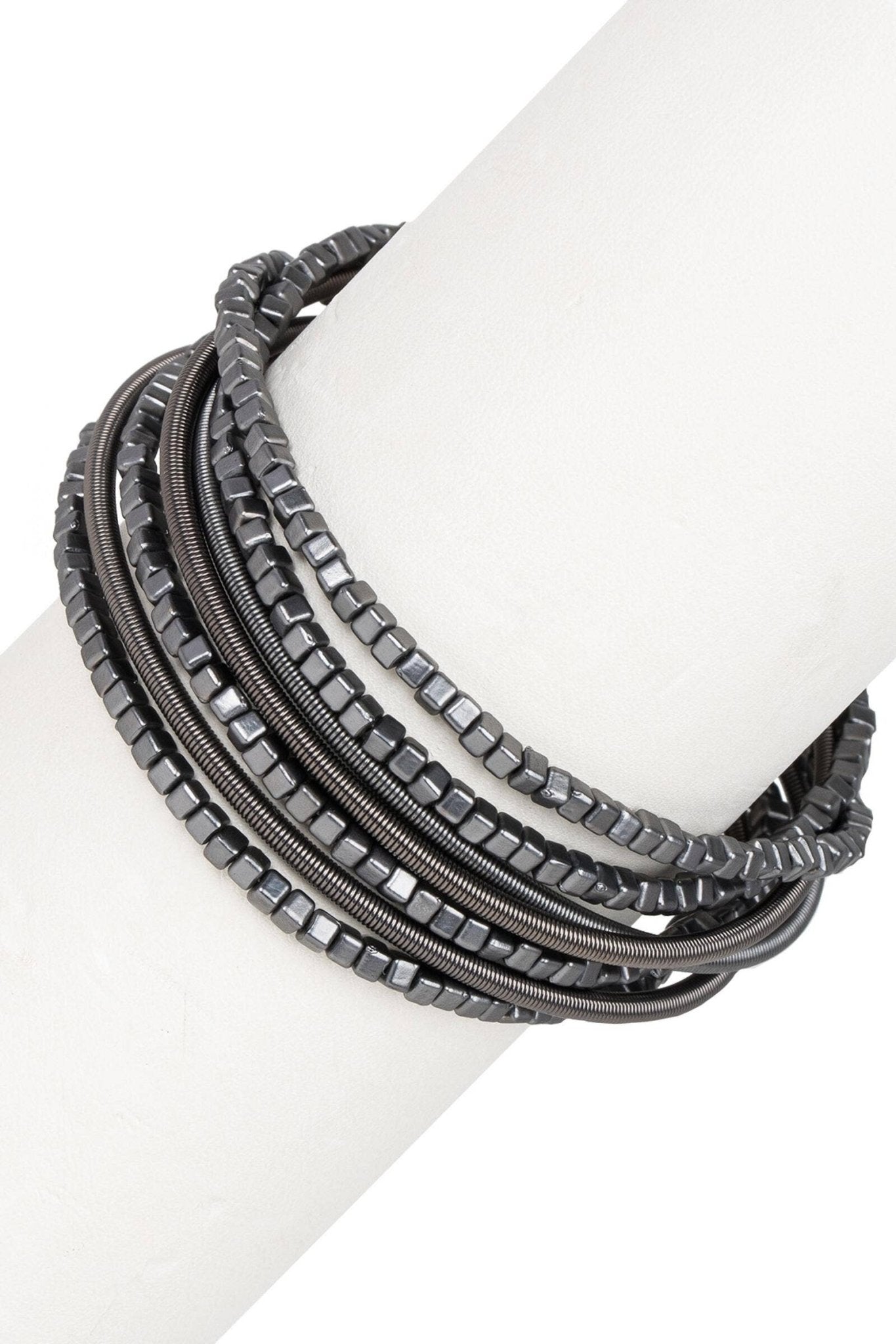 Scarlett Metallic Beaded Bracelet: Gunmetal - The Collective Park City